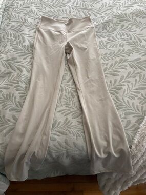 Beige athletic flare leggings